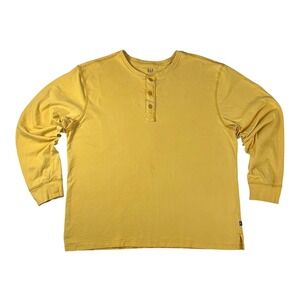 Gap Mens Long Sleeve Henley Shirt Mustard Yellow 100% Cotton Large L QMT5569S